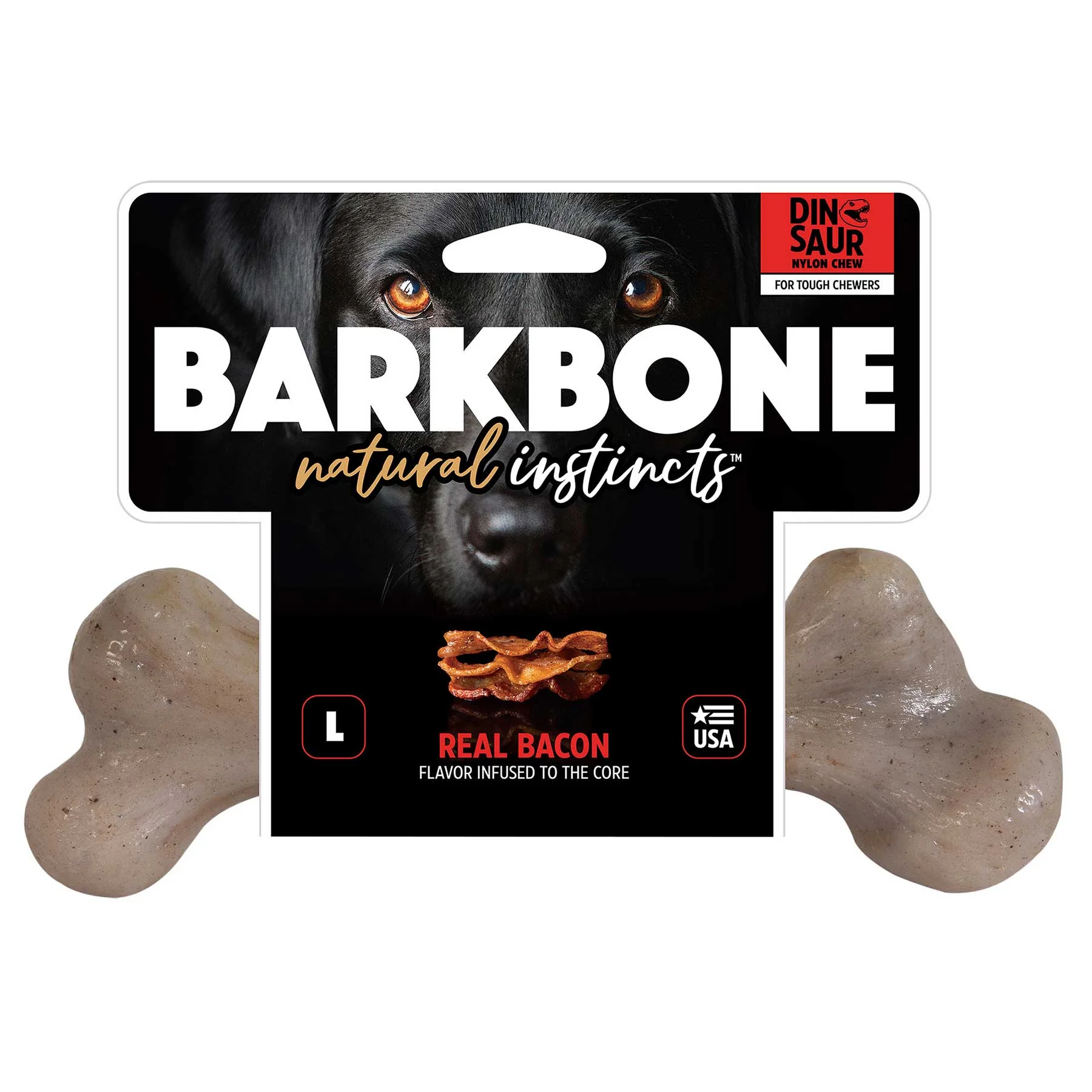 BarkBone Natural Instincts Bacon-Infused Dinosaur Nylon Dog Chew - Image 3
